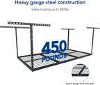 FLEXIMOUNTS 4x6 Overhead Garage Storage Adjustable Ceiling Rack 72" Length x 48" Width x 40" Height, 450lbs Weight Capacity, Black, Classic Series