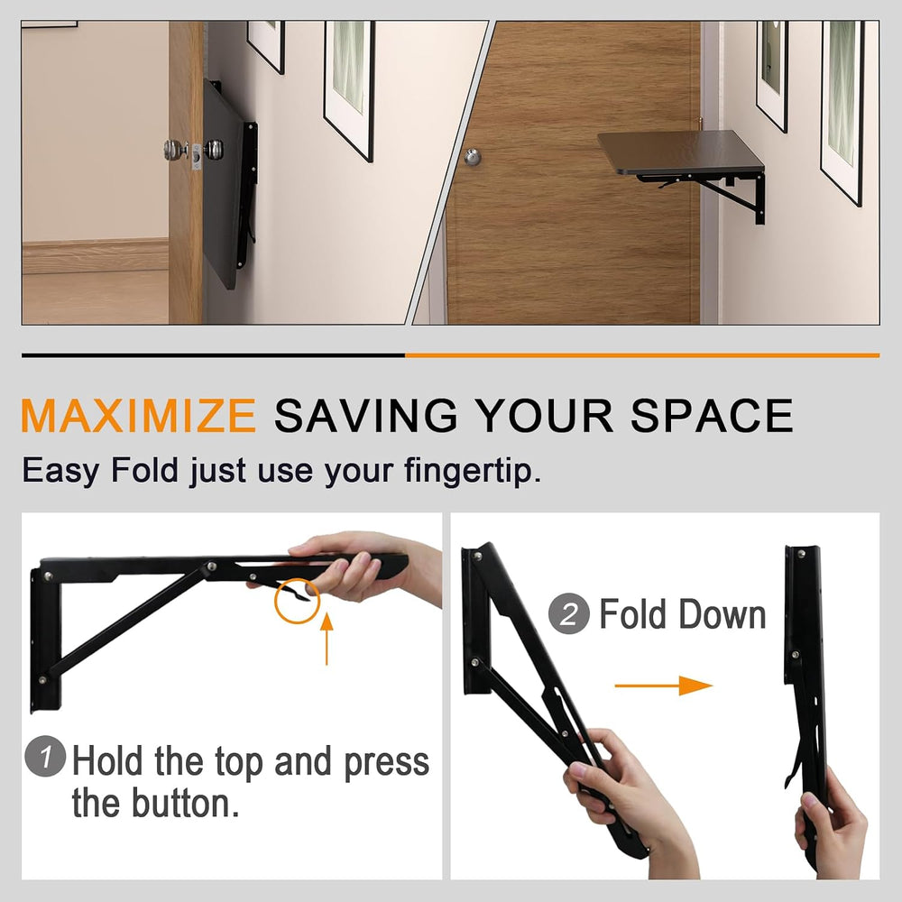 TEAMIX Wall Folding Table, Wall Mounted Floating Table Bedside Shelf for Smal...