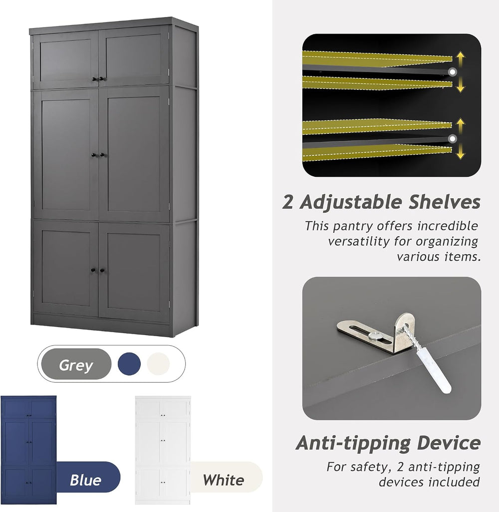 Merax Kitchen Pantry Storage Cabinet, Freestanding Buffet Cabinet with Microw...