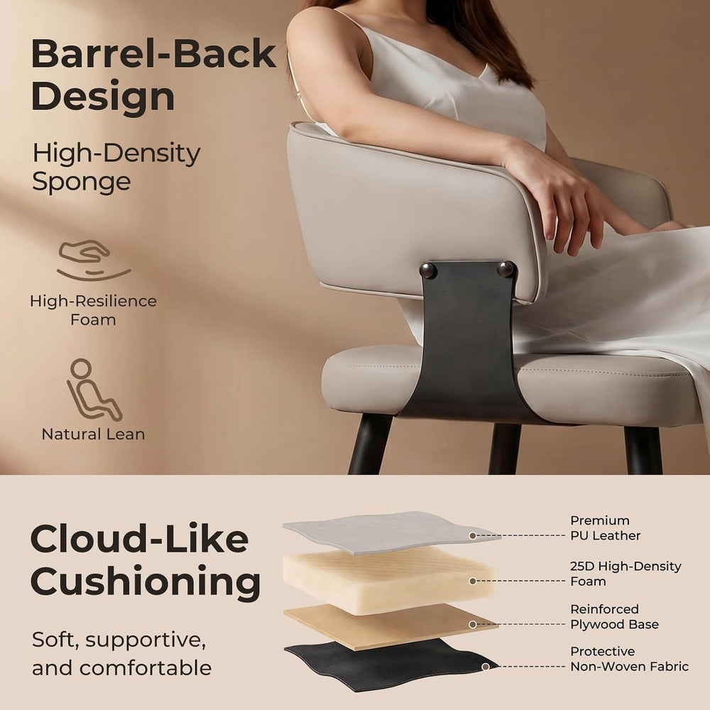 Dining Chairs Set of 4, Modern Upholstered Faux Leather Kitchen Chairs with C...