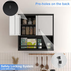 Metal Garage Cabinets, Lockable Storage Cabinet, Metal Cabinet with Open Storage, Upper Tool Cabinet for Basement, Wall Mounted Cabinets for Shop