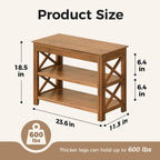 Bamworld Shoe Rack Bench with Storage 3 Tier Bamboo Shoe Bench Entryway Rustic Entryway Bench (X-Brown, 23.6 Inch
