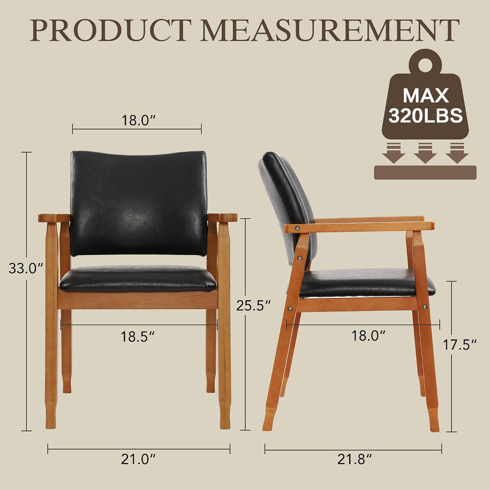 GOTMINSI Mid-Century Modern PU Leather Dining Chair with Arms, Solid Wood Fra...