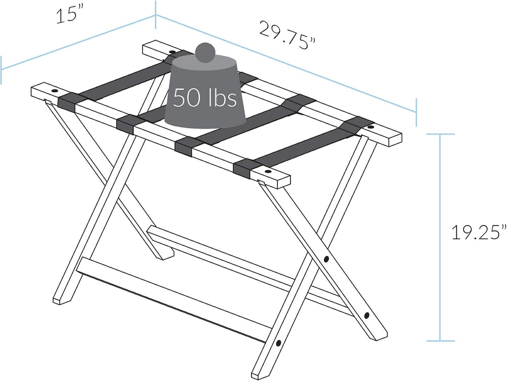 Heavy Duty 30" Extra Wide Luggage Rack - Walnut