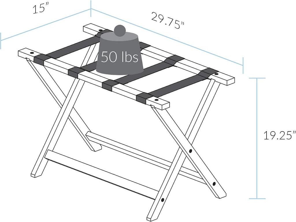 Heavy Duty 30" Extra Wide Luggage Rack - Walnut