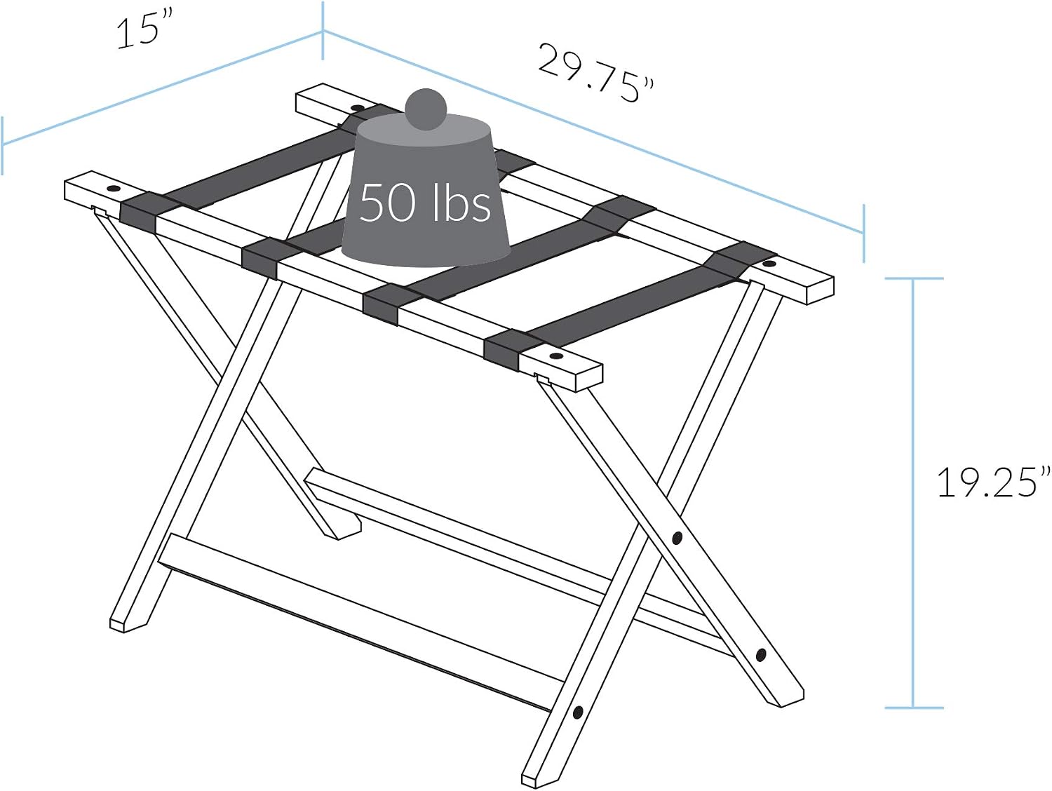 Heavy Duty 30" Extra Wide Luggage Rack - Walnut