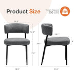 DUMOS Dining Chairs Set of 4, Mid Century Modern Chair Round Upholstered Curved Backrest, Kitchen Vanity Living Room Chairs with Black Metal Legs, Grey