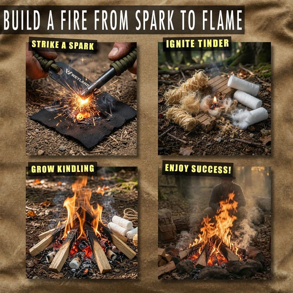 Bushcraft Fire Starting Kit - Ferro Rod & Magnesium Fire Starter