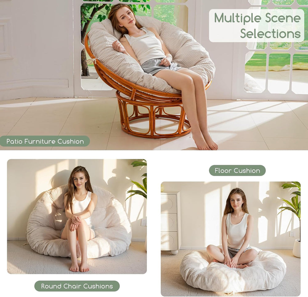 HIGOGOGO Papasan Chair Cushion with Corduroy Cover (Without Chair), 48 x 48 I...