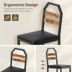 Dining Chairs, Kitchen Chairs with Back Support, Upholstered Seat and Metal Legs, for Kitchen, Living Room, Rustic Brown and Black CY02L4BR