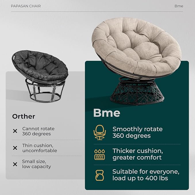Bme 40" Ergonomic Wicker Papasan Chair