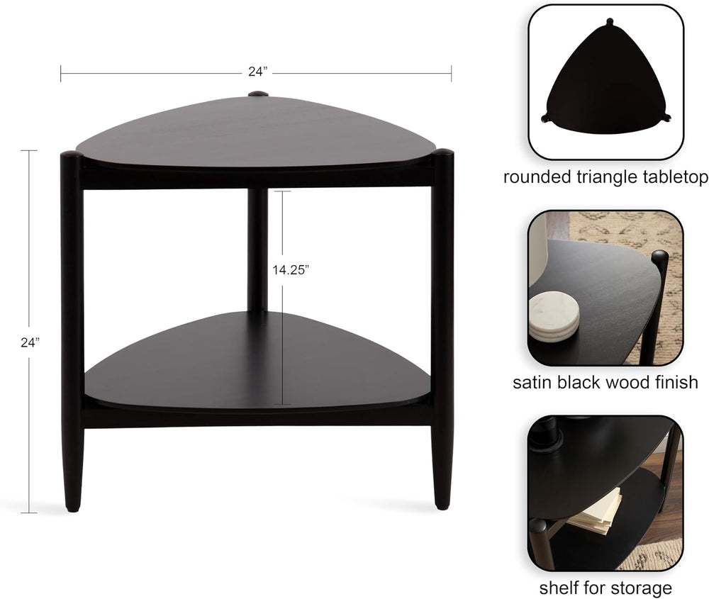 Kate and Laurel Knowlton Modern Tiered Triangle Side Table, 24 x 24 x 24, Bla...
