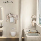 VOLPONE Corner Shower Caddy Suction Cup Shower Shelf Corner No Drilling Bathroom Shower Organizer Storage Rack Adhesive with Towel Bar Hooks(1-Pack, Ivory)