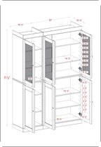 Palace Imports 100% Solid Wood 48.5"" Pantry China Cabinet with Raised Panel, Frosted Glass Doors and Adjustable Shelves