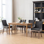 Dining Chairs Set of 8, Kitchen & Dining Room Chairs, Fabric Upholstered Dinning Chairs, Sillas De Comedor, Nailhead Trim, Wood Legs (Black, Pattern, 8 Pcs)