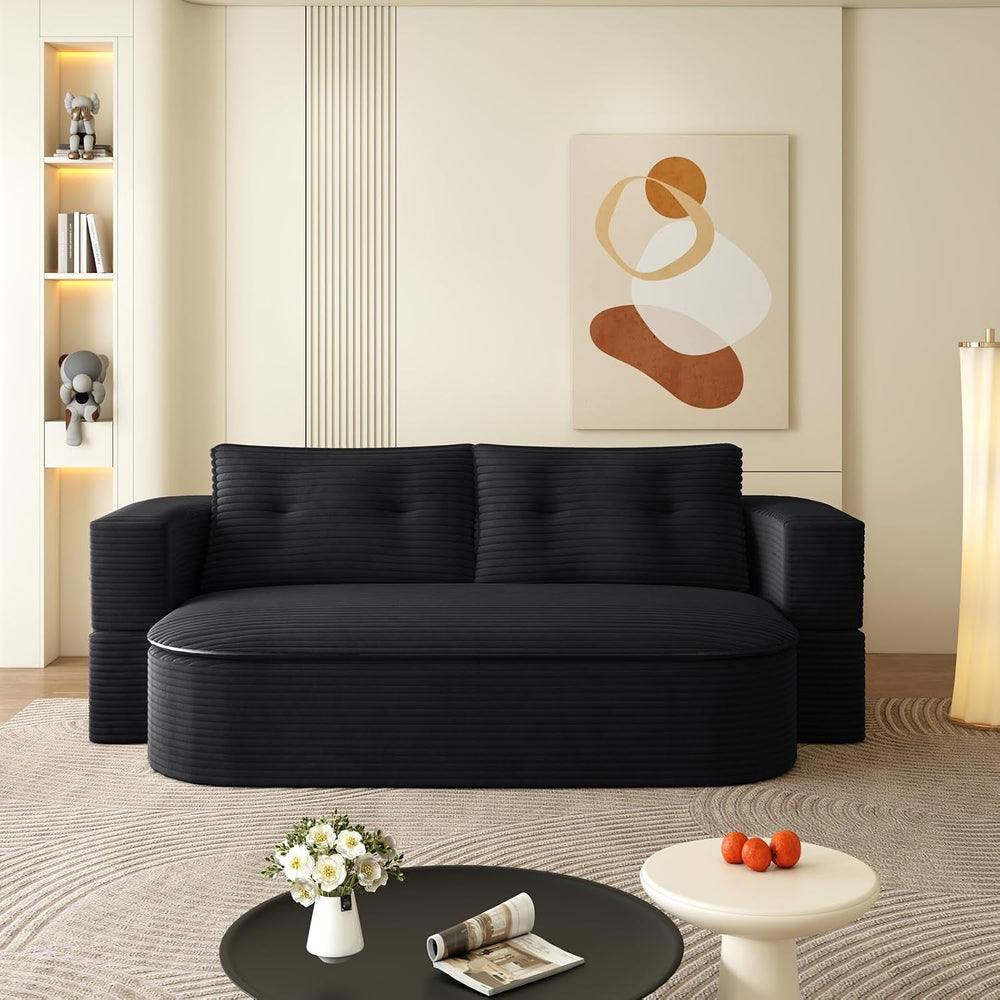 78.7" Full Size Memory Foam Couch,Plush Corduroy Sofa,Floor Sofa Bed wit...