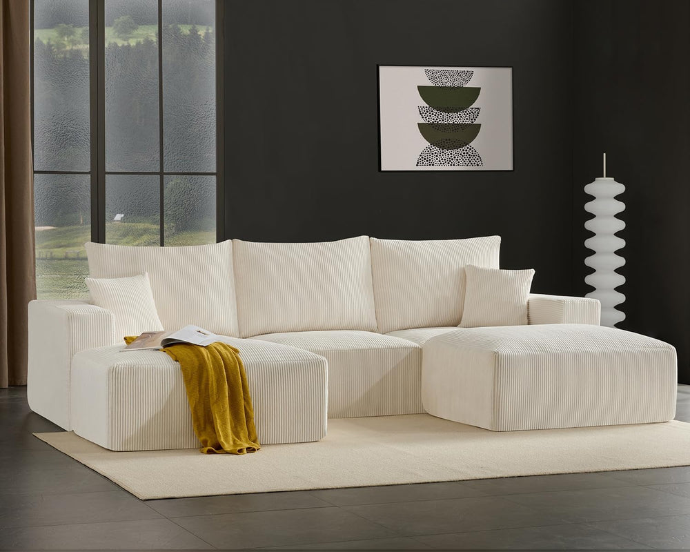 Gericco 113" Modular Sectional Couch, Cloud Sofa with Deep Seats, Uphols...