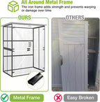 GUTINNEEN Outdoor Storage Cabinet Durable Metal Frame and Solid Wood Vertical Tool Shed with 3 Adjustable Height Shelves and Bottom Floor for Patio, Garden, Backyard, 55" L x 29" W x 67" H