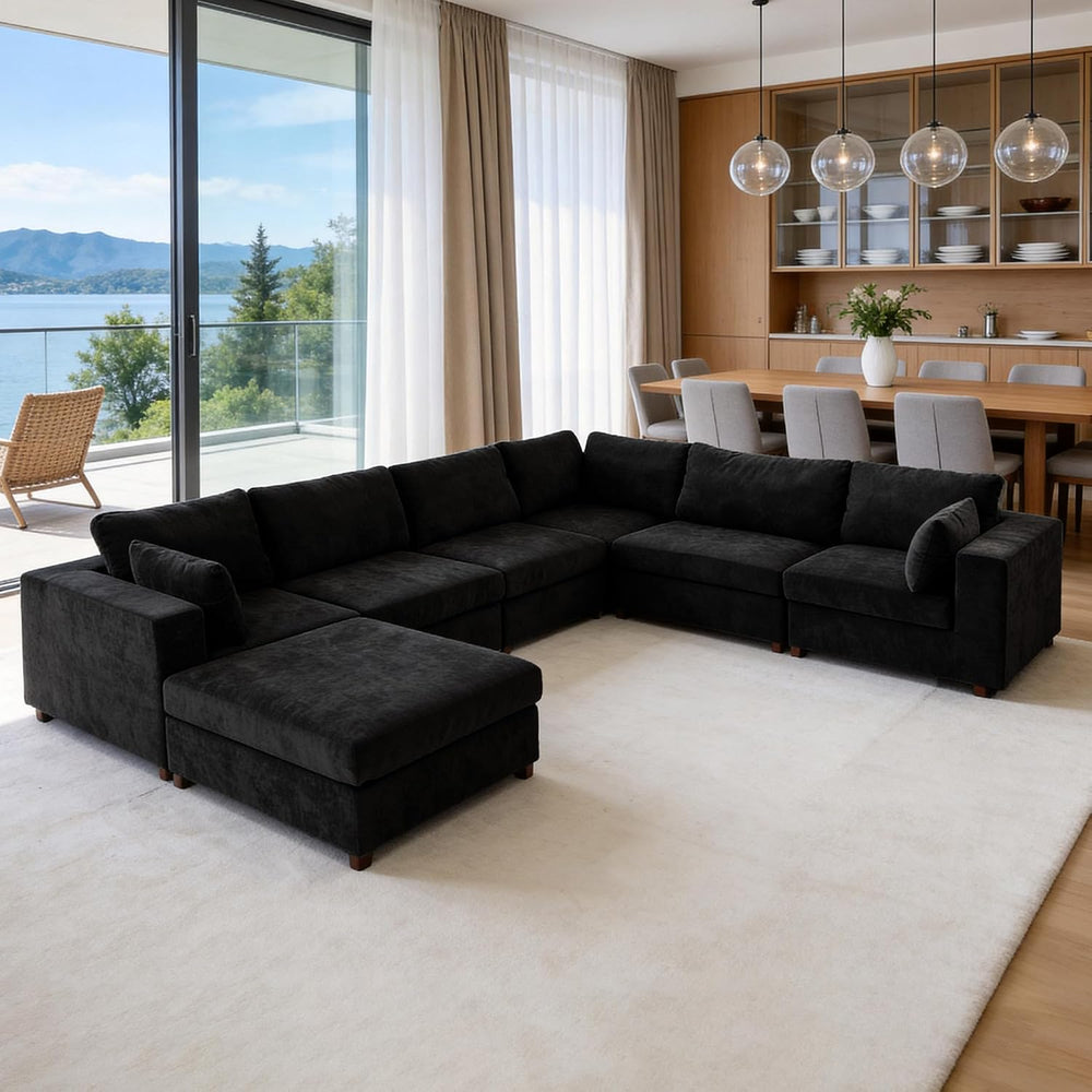 Oversized Sectional Sofa Set, Extra Large Modular Couch with Ottoman, Premium...