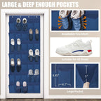 Over The Door Shoe Organizers 35 Mesh Pockets Hanging Shoe Organizer Shoe Rack For Door Closet Entryway Bedroom Bathroom Pantry - Shoe Holder Hanger For Sneakers, Women High Heeled Shoes Blue