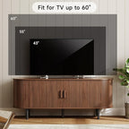 ONBRILL 55" TV Stand with Power Outlet for TVs up to 60 Inch, Entertainment Center with Storage and Adjustable Shelves, Modern Media Console with Sliding Doors for Living Room, Walnut