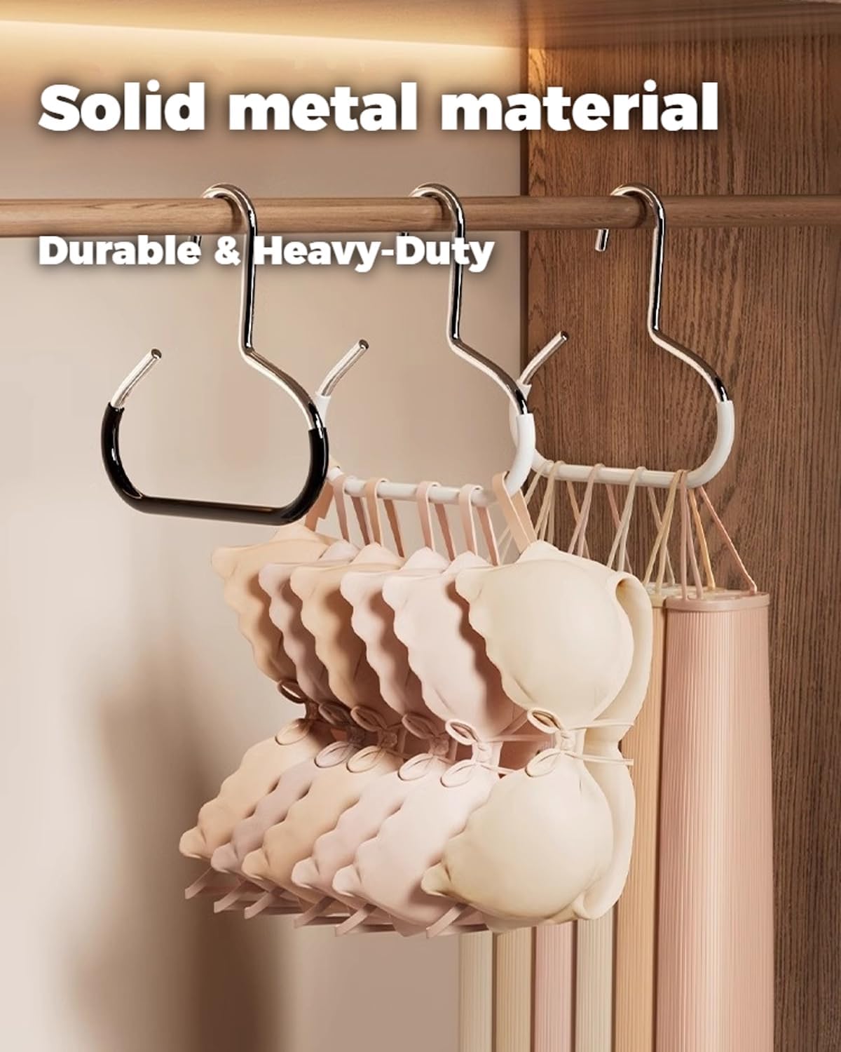 Durable Steel Hangers: Maximize Closet Space with Versatile Storage, Multifunctional Steel Hangers, Heavy Duty Closet Organizer Hooks for Hats, Scarves, Belts, Ties, Bra, Anti-Slip (White, 6 PCS)