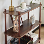 3 Tier Vintage Bookcase with Wood Frame Easy Assemble Construct for Hallway,Entryway Side Table with Storage Shelves Home Office in Living Room (31.5 in)