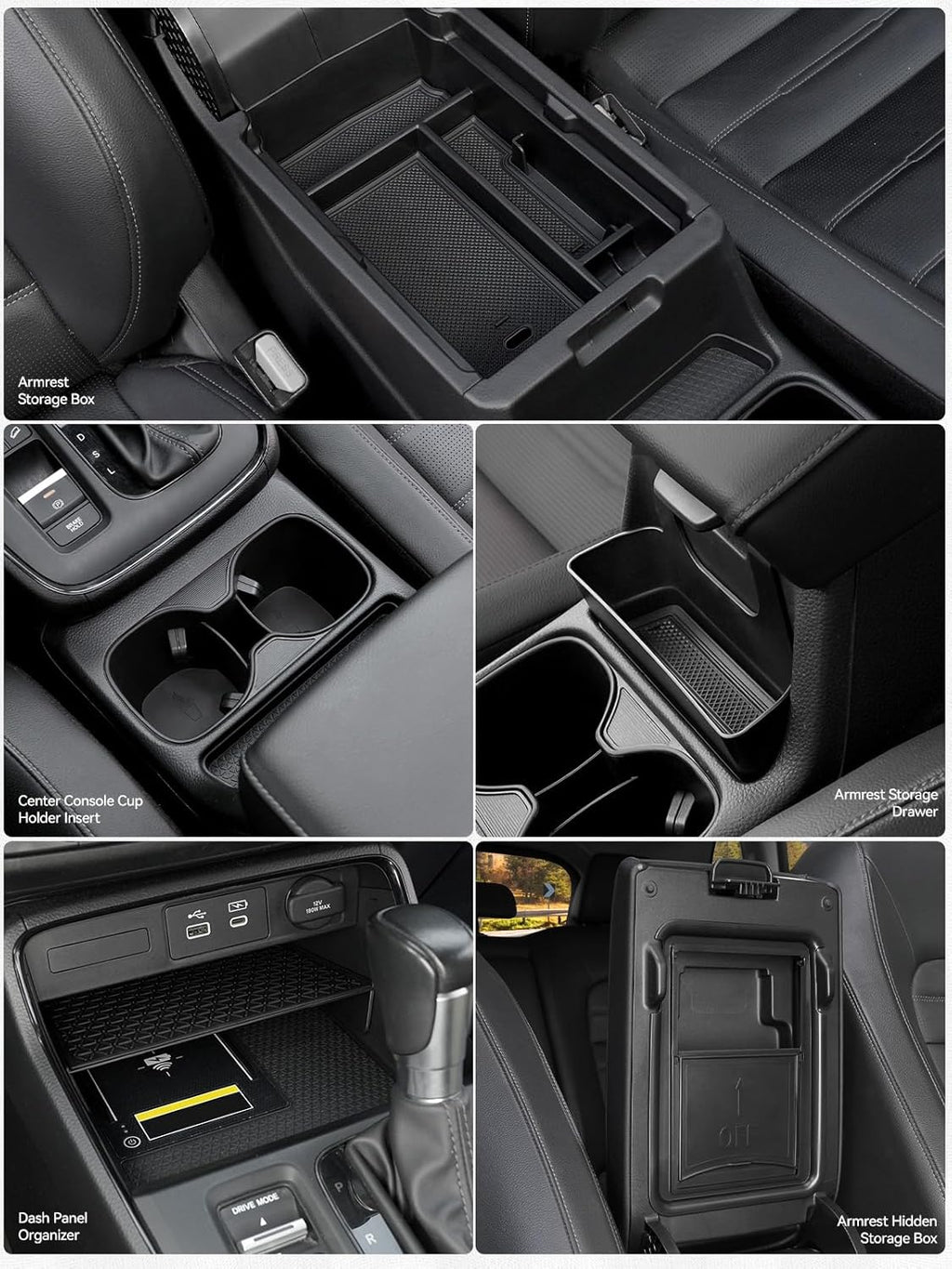 5PCS Center Console Organizer Tray for 2026 2025 2024 2023 Honda CRV Accessories, Armrest Storage Box and Drawer, Armrest Hidden Storage Box, Dashboard Organizer Tray and Cup Holder for Honda CRV