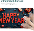 Happy New Year Gaming Mouse Pad 35.4"x15.7"Desk Mat Anti-Slip Rubber Base & Durable Stitched Edges for Gamers Smooth Mouse Writing Surface for Desk Office/Home
