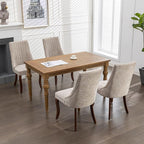 Dining Chairs Set of 6,Comfy Fabric Upholstered Accent Chairs for Kitchen Living Room,Channel Tufted Dining Room Chairs with Curved Solid Wood Legs(Beige)