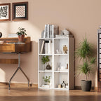 oneinmil Small Narrow Bookshelf, 3-Tier Cube Display Rack, Modern Corner Bookshelf with Storage Space, CD Storage Cabinet for Home Office (White 1 Pack, 3-Tier)