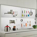 Pegboard Wall Organizer 4 PCS 24" x 12" Silvery Peg Board Metal Pegboard Panels for Garage Tool Storage
