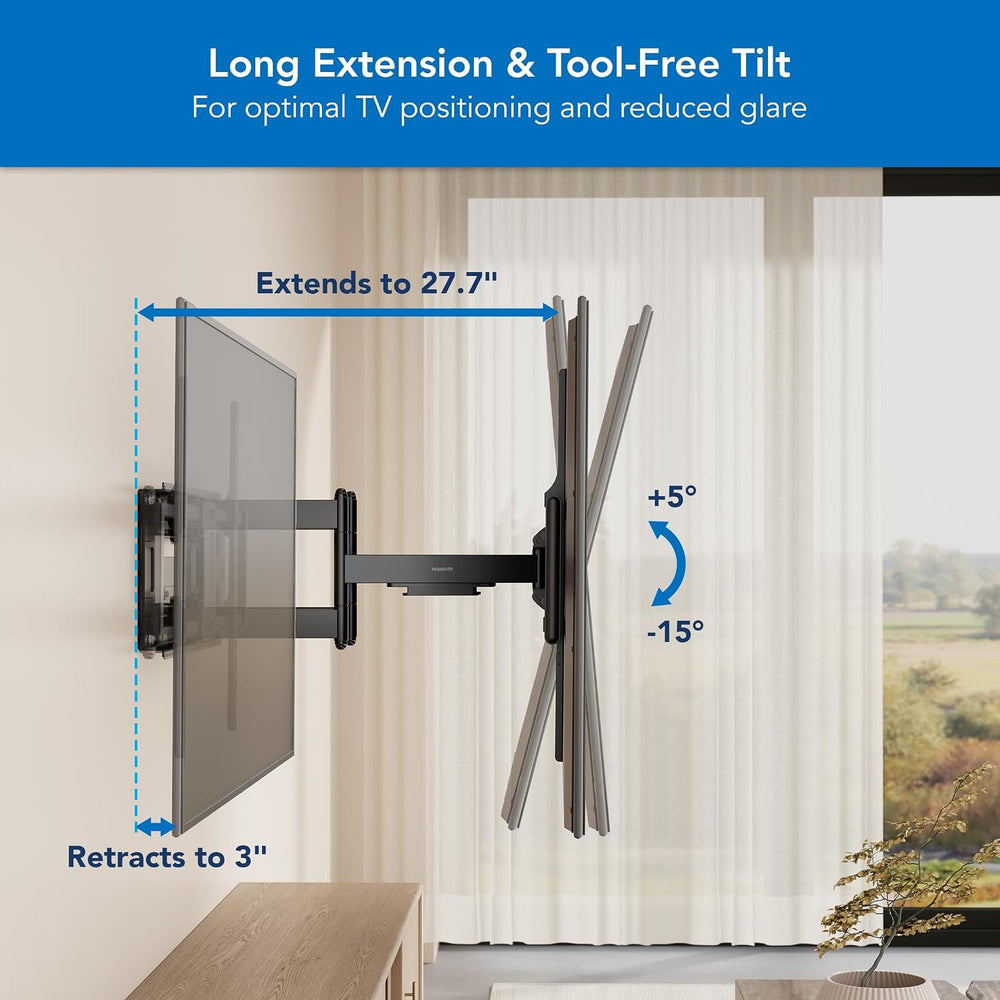 Mount-It! Heavy Duty XXL Full Motion TV Wall Mount for Extra Large TVs, max V...