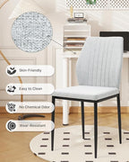 Dining Chairs Set of 4, Upholstered Wooden Dining Room Chairs, Mid Century Modern Fabric Kitchen Chair with Metal Legs Chenille Fabric for Kitchen/Restaurant/Hotel- Light Gray (Only Chairs)