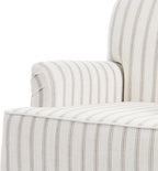 Stripe Accent Chairs Set of 2, Fabric Upholstered Armchair for Living Room, Nailhead Trim Club Arm Chair Comfy Single Sofa Bedroom Reading Seat with Wood Legs - Pinstripe Light Brown