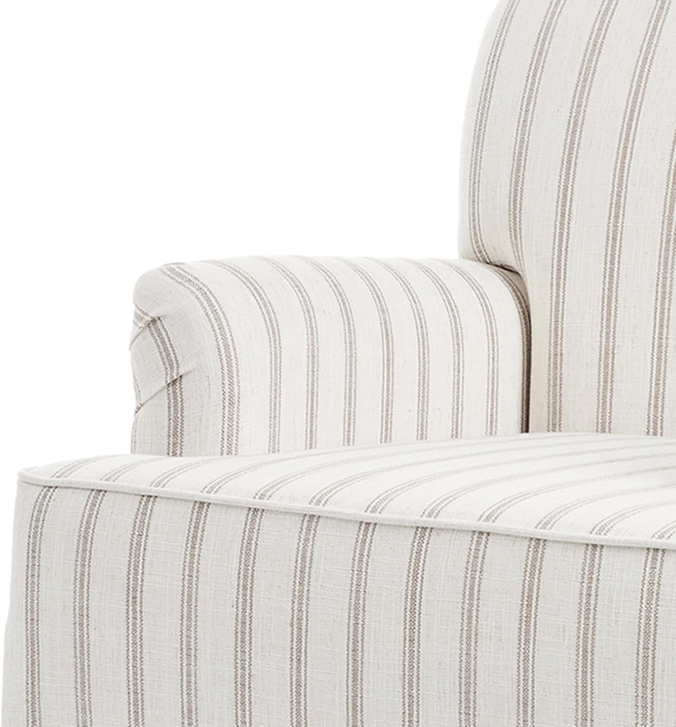 Stripe Accent Chairs Set of 2, Fabric Upholstered Armchair for Living Room, Nailhead Trim Club Arm Chair Comfy Single Sofa Bedroom Reading Seat with Wood Legs - Pinstripe Light Brown