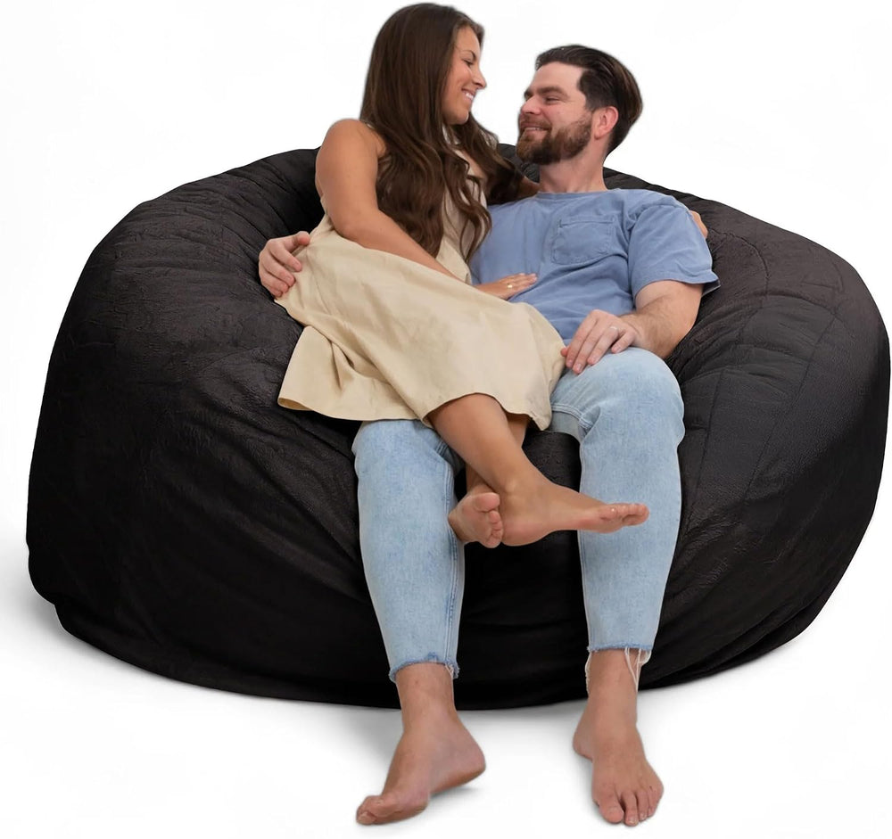 Ultimate Sack 6000 6-Foot Bean Bag Chair, Charcoal Fur Cover – Oversized Foam...