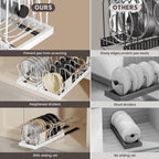 2 Pack Pots and Pans Organizer Under Cabinet, 22" Deep Expandable Pull Out Pot Lid Organizer and Storage with 10 Adjustable Dividers No Drill Pot and Pan Holder Rack with Handle Bracket(White)
