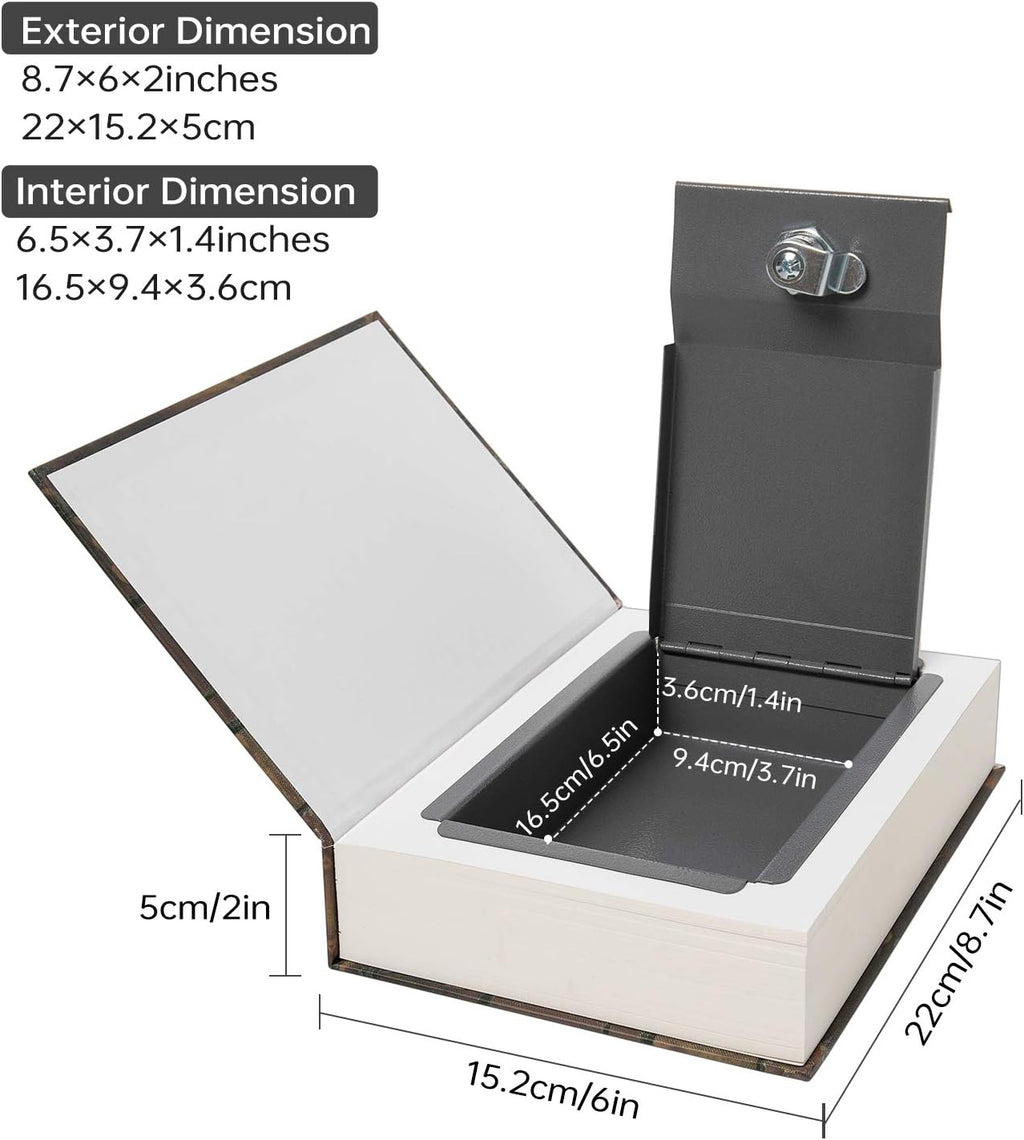 Real Paper Transfer Book Safe, Hollow with Secret Hidden Compartment, Key Lock, 8.7"×6"×2" (LOVE-Key)
