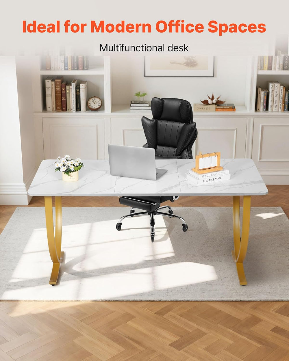 VEVOR Executive Desk, 63" W x 31.5" D Large Office Desk, Modern Com...