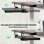 Large Keyboard Tray That Slides Out from Under The Desk, Pull Out with Adjustable C-clamp, 25.6 (31.5 Including Clamps) x 9.8 Inch Computer Keyboard Drawer Mouse Tray for Typing, Black