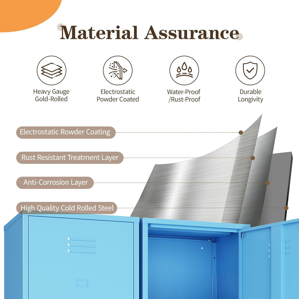 Metal Locker Storage Cabinets 59.06"H Sky Blue Locking File Cabinets Kit...