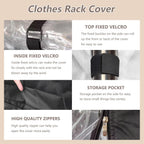 Rileytee Garment Rack Cover,600D Heavy Duty Waterproof Clothing Rack Cover,Clothes Rack Cover with Zipper for Metal Garment Rack（Clear Front,46"W x 18"D x 80"H,Cover Only)