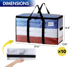 TAILI Extra Large Moving Bags, 10 Pack Clear Heavy Duty Totes for Storage with Visible Window, Wrap Around Handles, Storage Bags for Space Saving, Alternative to Moving Boxes