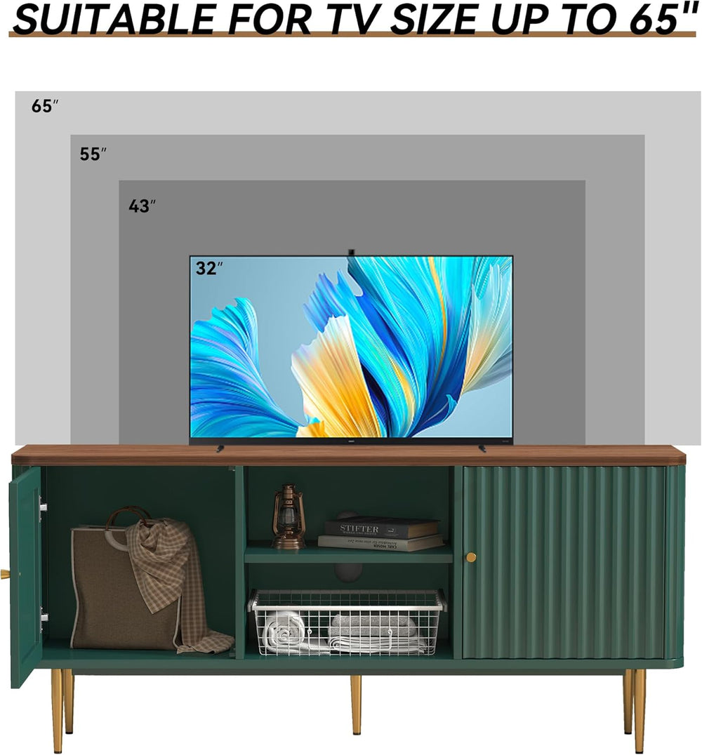ARTPOWER 55" Mid Century Modern Fluted TV Stand for TVs up to 65 Inch,Gr...