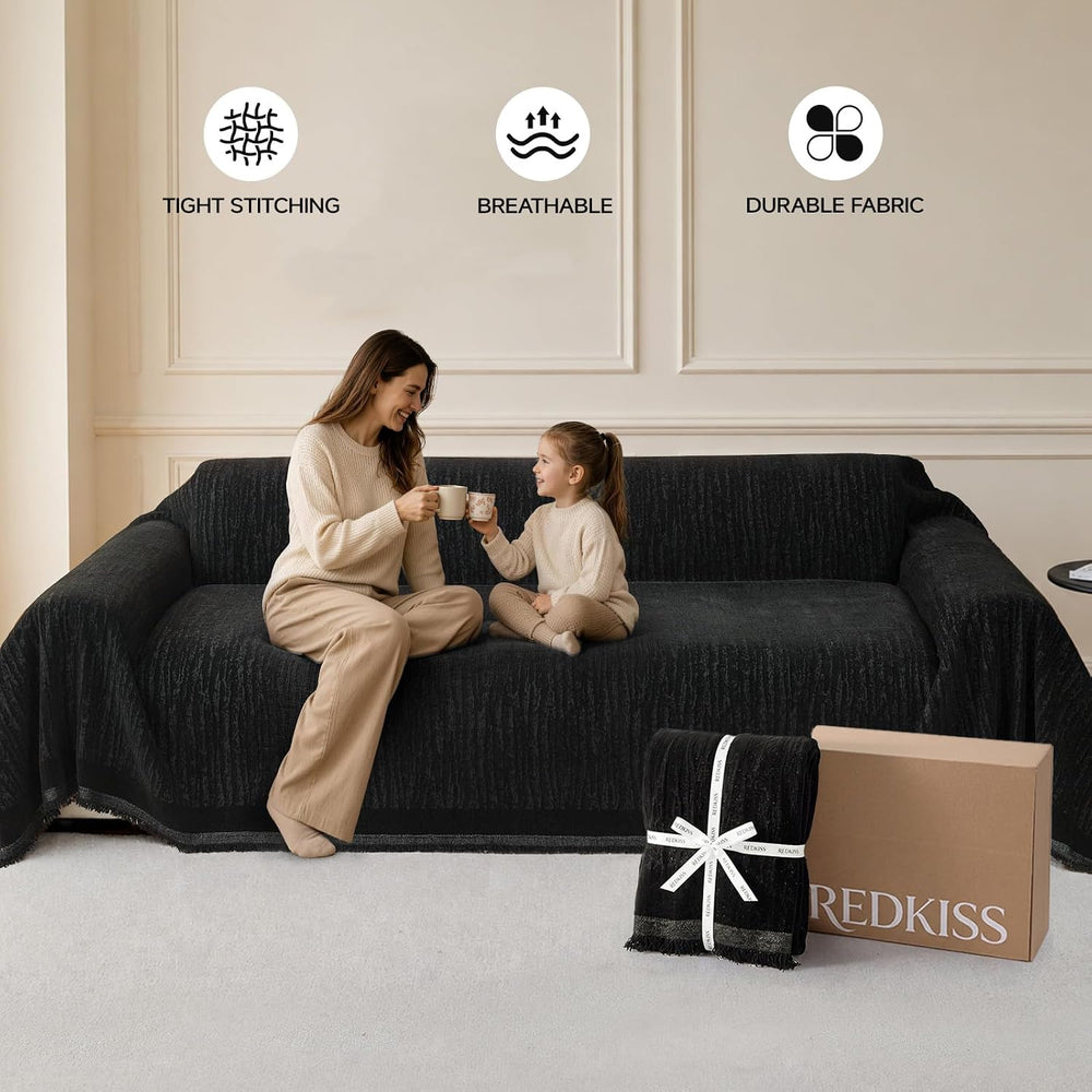 REDKISS Chenille Couch Cover for Armchair, Non-Slip, 70" x 91"