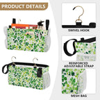 Bright Green Clover St. Patrick Bedside Caddy for Dorm Bed Bedside Hanging Caddy Bag Iron Frame Storage Organizer Pocket for Bunk Home College Hospital Beds 2 Hooks