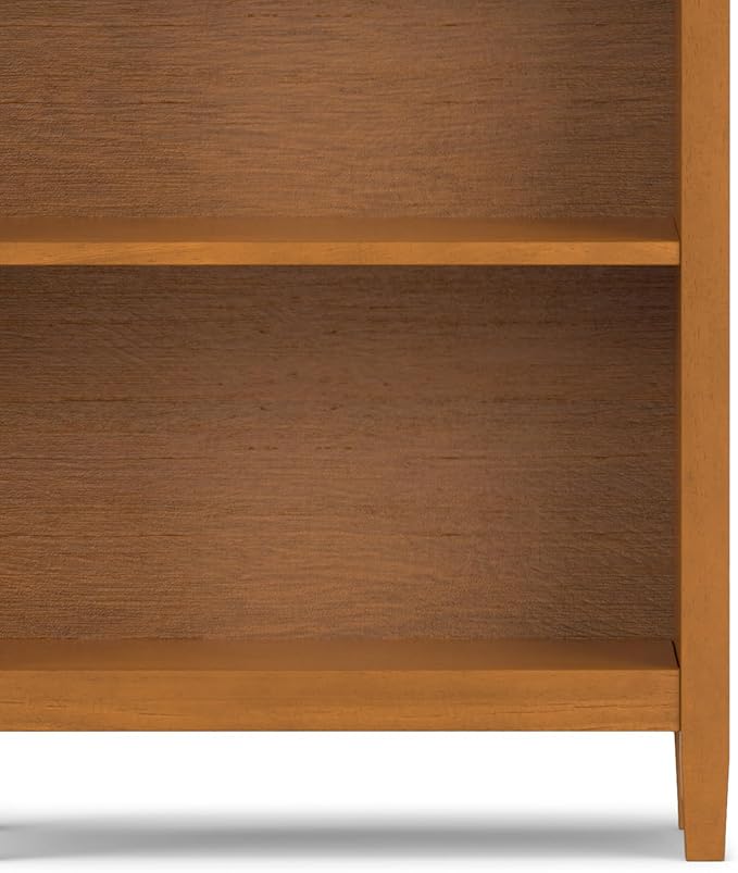 SIMPLIHOME Warm Shaker Bookcase - 72 inch Tall 5-Shelf Solid Wood Bookshelf in Light Golden Brown, Transitional Storage for Living Room, Study Room or Office with Adjustable Shelves and Tapered Legs