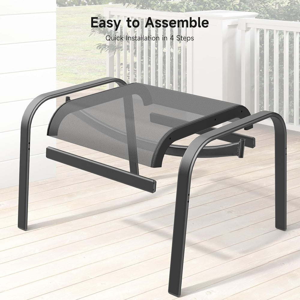 ONBRILL Outdoor Ottoman Set of 2, All Weather Outdoor Foot Stool with Support...