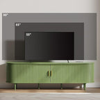 DHH 70.8 Inch Mid Century Modern TV Stand with Power Outlet for TVs up to 80 Inch, Entertainment Center with Storage and Adjustable Shelves, Media Console with Sliding Doors for Living Room(Green)